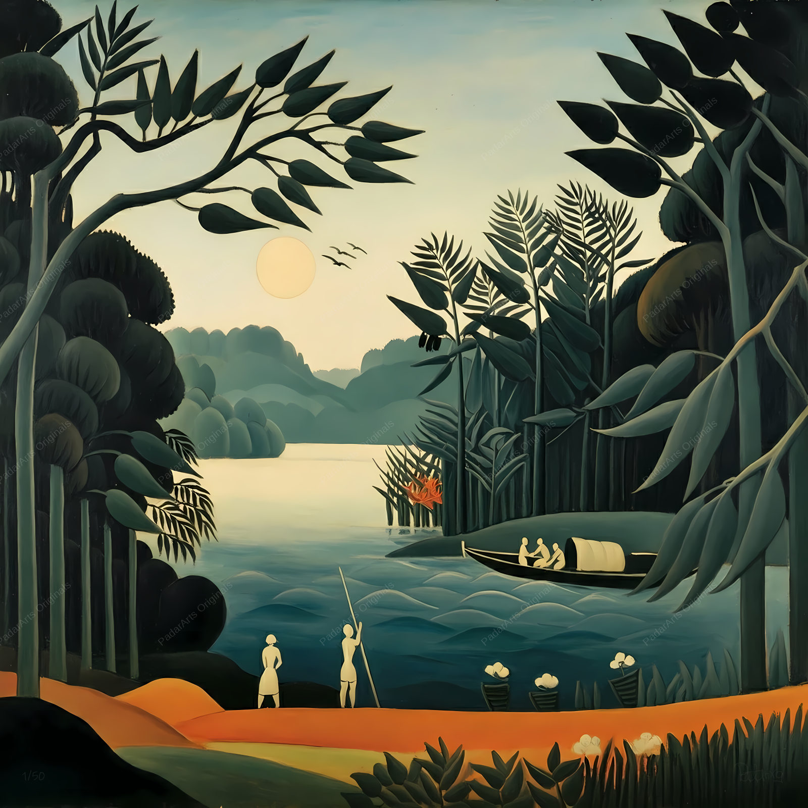 Rousseau reimagined - naive - by human-ai gallery PadarArts