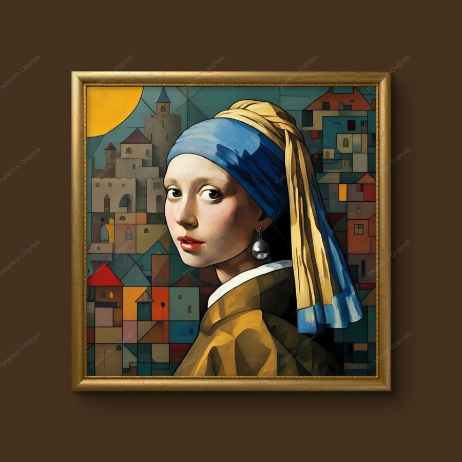 Vermeer and Klee reimagined - portrait of a girl - by human-ai gallery PadarArts