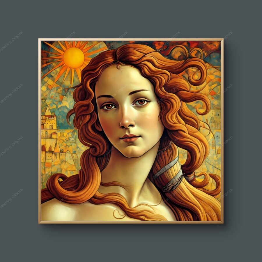 Botticelli and Klee reimagined - portrait of a girl - by human-ai gallery PadarArts