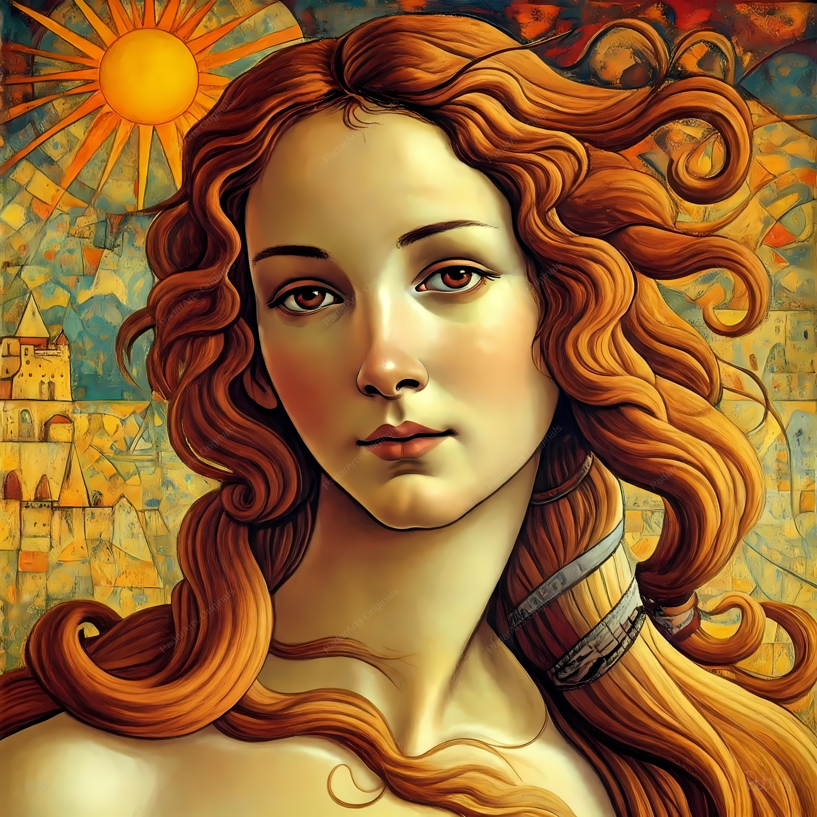 Botticelli and Klee reimagined - portrait of a girl - by human-ai gallery PadarArts